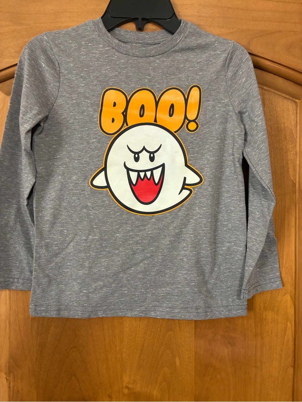 jumping beans Gray Long-Sleeve Tee with White Ghost and Yellow 'BOO!'